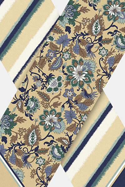 CAMEL ÇİÇEK DESENLİ TWILL FULAR 3