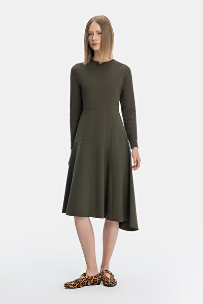 KHAKI LONG SLEEVE DRESS 4