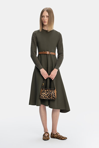 KHAKI LONG SLEEVE DRESS 5