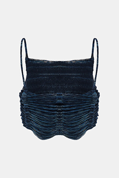 BLUE CLEAVAGE SLEEVELESS SUSPENDER BLOUSE 8