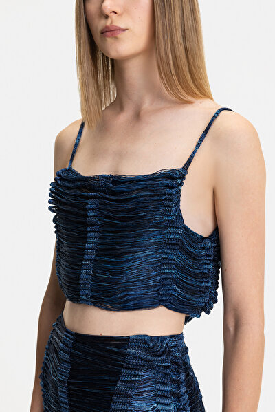 BLUE CLEAVAGE SLEEVELESS SUSPENDER BLOUSE 4