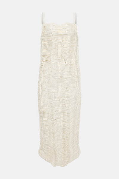 ECRU SLEEVELESS SUSPENDER DRESS 8