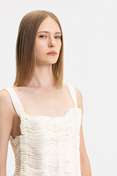 ECRU SLEEVELESS SUSPENDER DRESS 3
