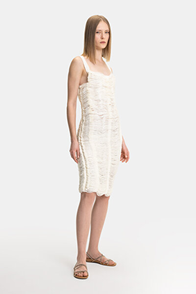 ECRU SLEEVELESS SUSPENDER DRESS 4
