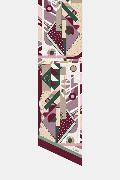 BORDO GEOMETRİK DESENLİ TWILL FULAR 3