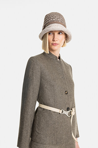 BEIGE MANDARIN COLLAR JACKET 4