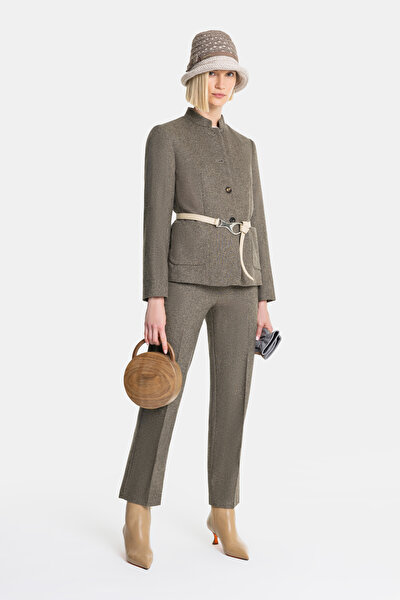 BEIGE MANDARIN COLLAR JACKET 5