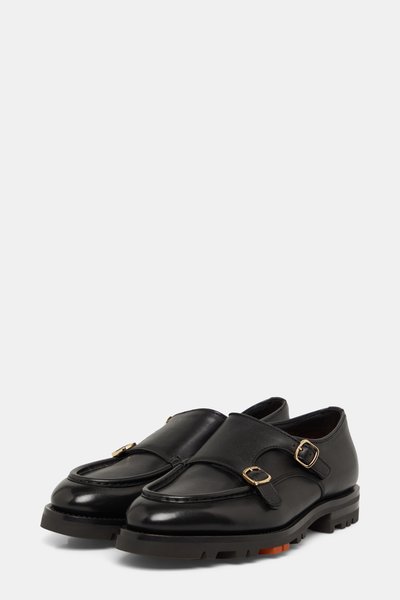 Erkek Sıyah Santonı Çift Tokalı Loafer Ayakkabı