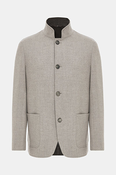LIGHT BEIGE UPRIGHT COLLAR JACKET 4