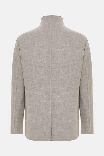 LIGHT BEIGE UPRIGHT COLLAR JACKET 5