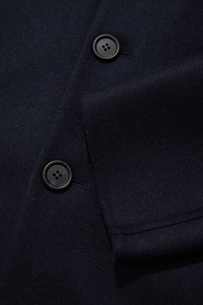 NAVY BLUE WOOL ELASTANE COAT 4
