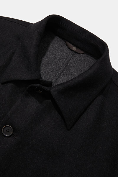 BLACK WOOL ELASTANE COAT 3