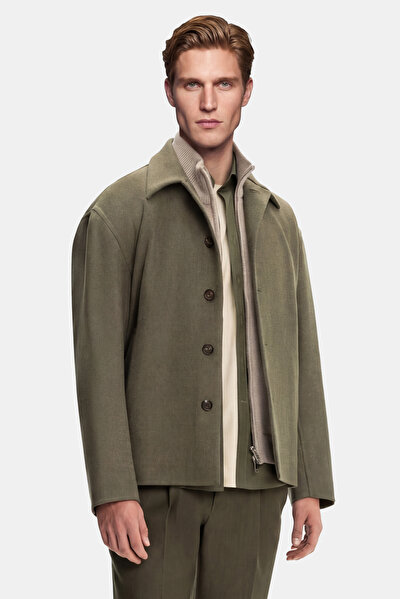 LIGHT KHAKI WOOL ELASTANE COAT 3