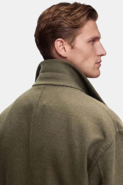 LIGHT KHAKI WOOL ELASTANE COAT 4