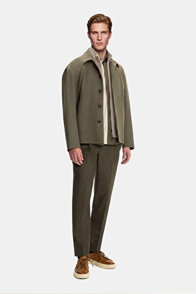 LIGHT KHAKI WOOL ELASTANE COAT 5