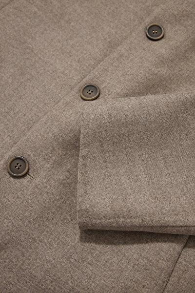 LIGHT BEIGE WOOL ELASTANE COAT 4