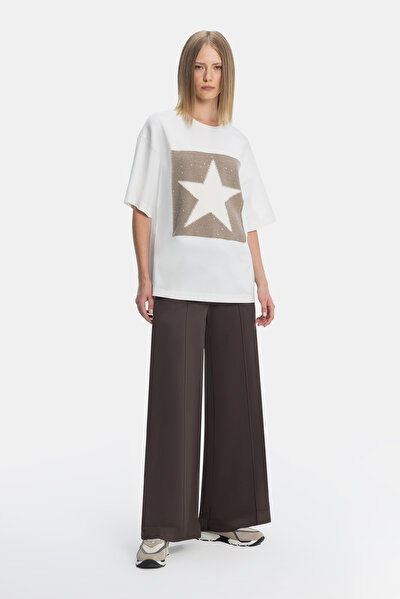 EKRU O YAKA KISA KOLLU T-SHİRT 3