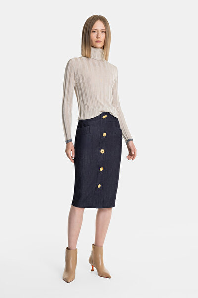 DARK NAVY BLUE MIDI SKIRT 3
