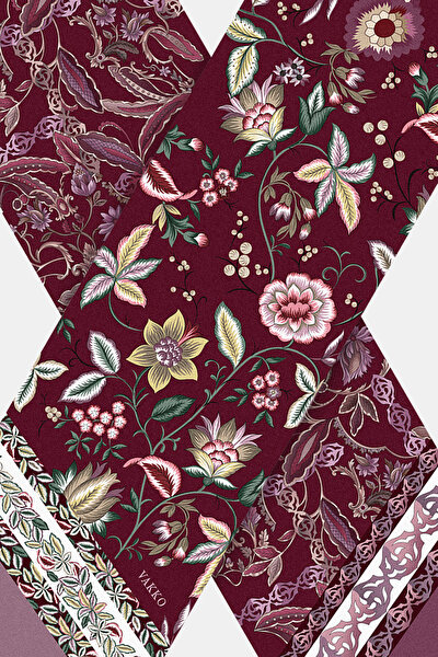 MAROON FLORAL PATTERN TWILL FOULARD 3