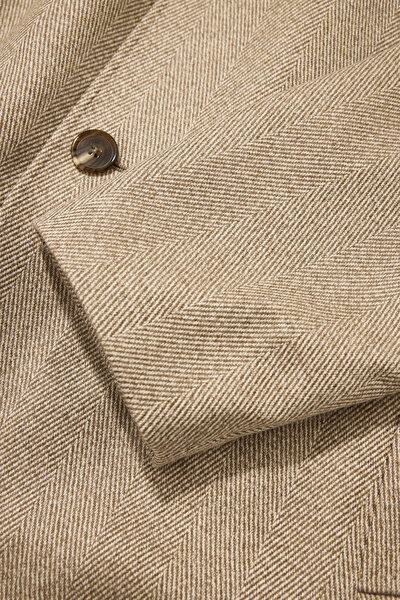 LIGHT BEIGE HERRINGBONE CASHMERE TOPCOAT 10