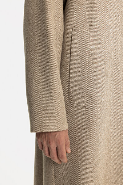 LIGHT BEIGE HERRINGBONE CASHMERE TOPCOAT 4