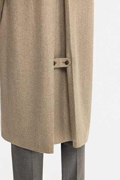 LIGHT BEIGE HERRINGBONE CASHMERE TOPCOAT 5