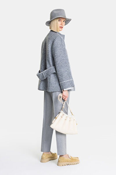 GREY MANDARIN COLLAR JACKET 5