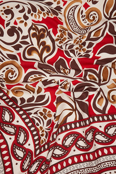 RED FLORAL PATTERN CASHMERE/SILK SHAWL 3
