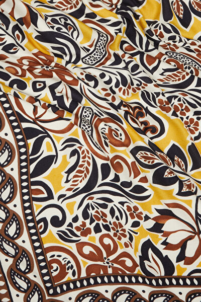 YELLOW FLORAL PATTERN CASHMERE/SILK SHAWL 3