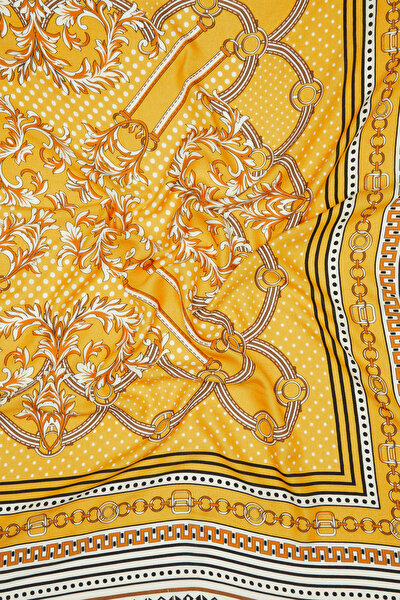 YELLOW GEOMETRIC DESIGN CASHMERE/SILK SHAWL 3