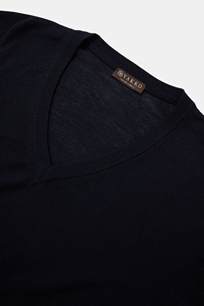 NAVY BLUE V NECK TRICOT 3