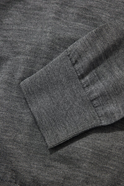 GRAY MELANGE V NECK TRICOT 4