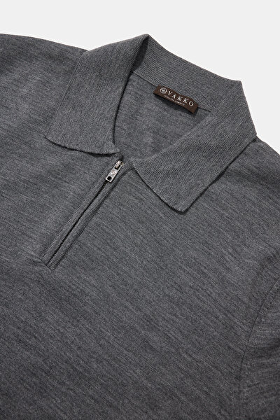 GRAY MELANGE POLO NECK TRICOT 3