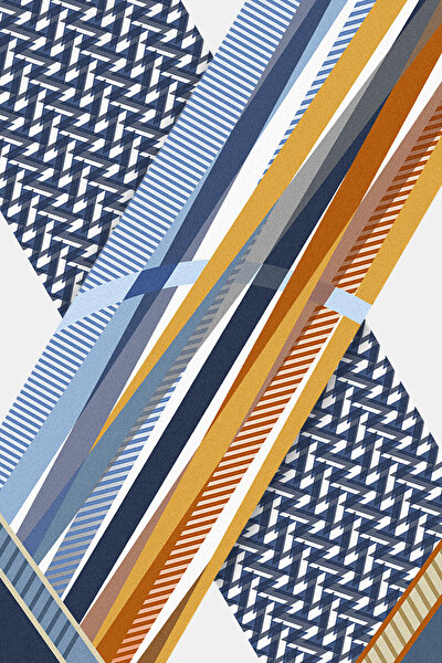 TAN GEOMETRIC DESIGN TWILL FOULARD 3