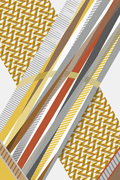 GEOMETRİK DESENLİ TWILL İPEK FULAR 3