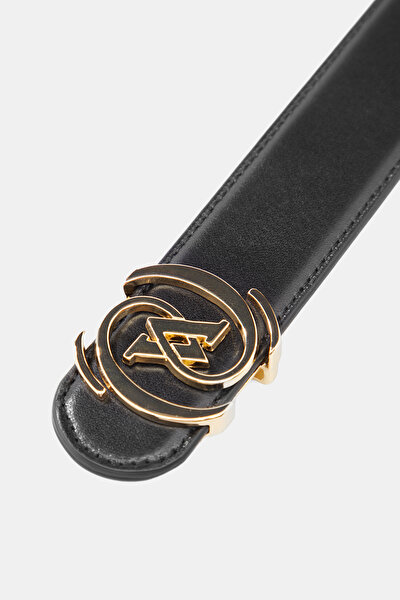 BLACK MONOGRAM LEATHER BELT 4