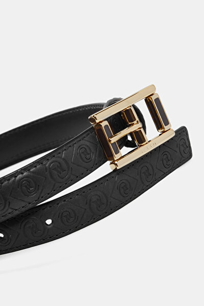 BLACK MONOGRAM LEATHER BELT 3