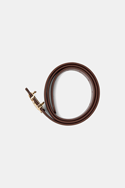 BROWN MONOGRAM LEATHER BELT 3