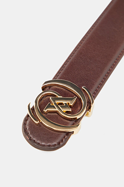 BROWN MONOGRAM LEATHER BELT 4