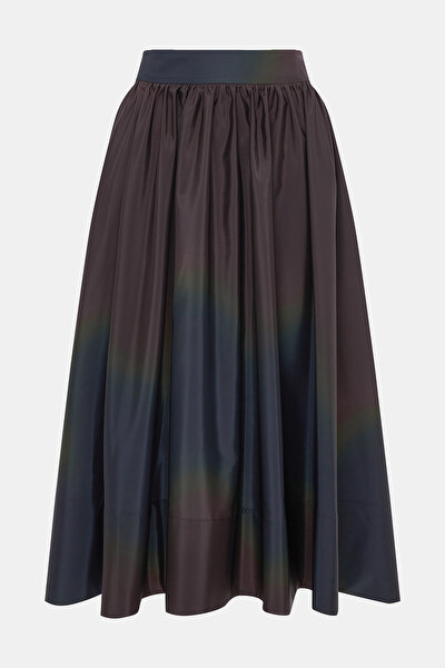NAVY BLUE BROWN MIDI SKIRT 4