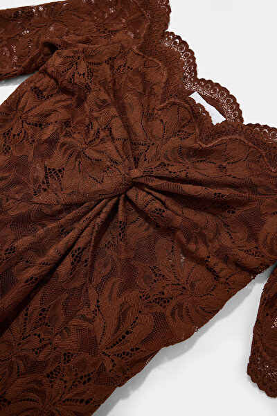 RED BROWN MIDI DRESS 3