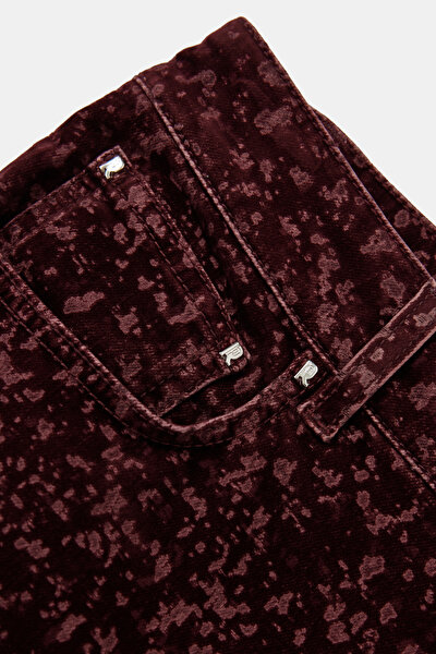 MAROON STRAİGHT CUT VİSCOSE TROUSERS 4