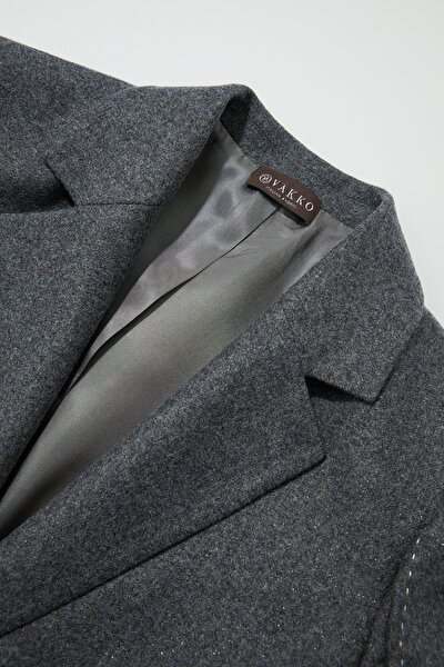 DARK GREY SURPLICE NECKLINE (CROSS-OVER NECKLINE) JACKET 9
