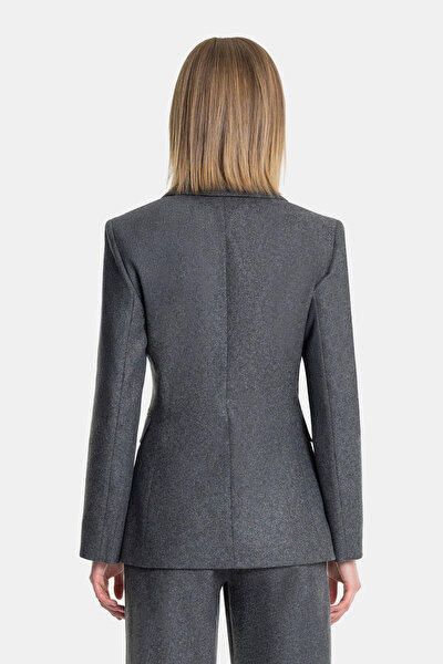 DARK GREY SURPLICE NECKLINE (CROSS-OVER NECKLINE) JACKET 3