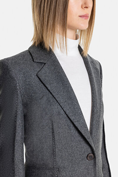 DARK GREY SURPLICE NECKLINE (CROSS-OVER NECKLINE) JACKET 4