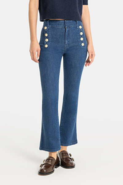 DARK BLUE WIDE LEG TROUSERS 3