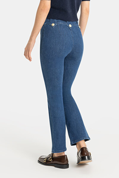 DARK BLUE WIDE LEG TROUSERS 4