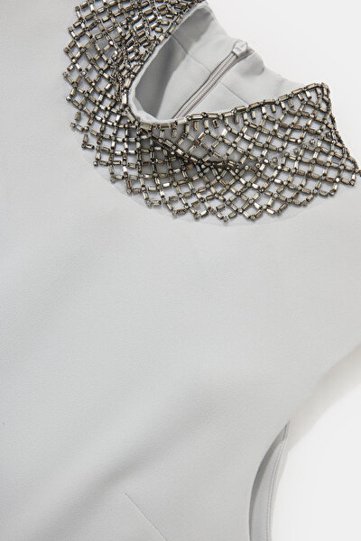 LIGHT GREY 1/2 TURTLENECK SLEEVELESS BLOUSE 3