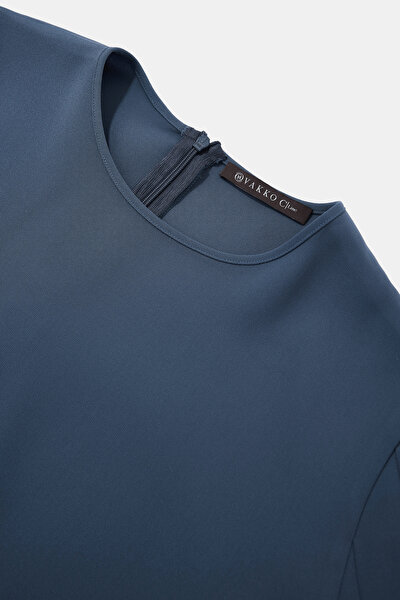 BLUE BASIC / ROUND NECKLINE LONG SLEEVE BLOUSE 9