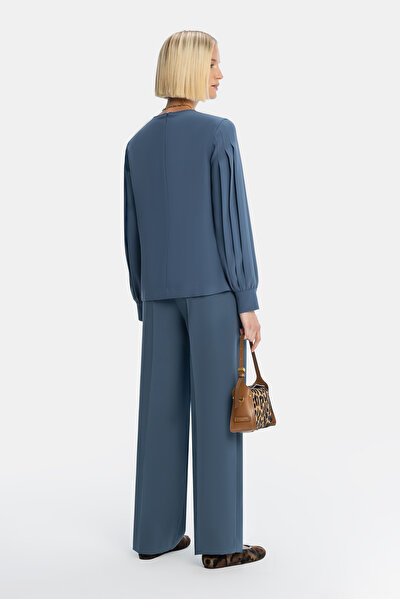 BLUE BASIC / ROUND NECKLINE LONG SLEEVE BLOUSE 5